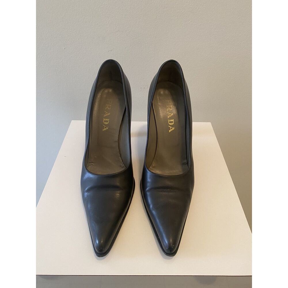 Vintage Prada Gray Leather Pumps Women’s 39.5
